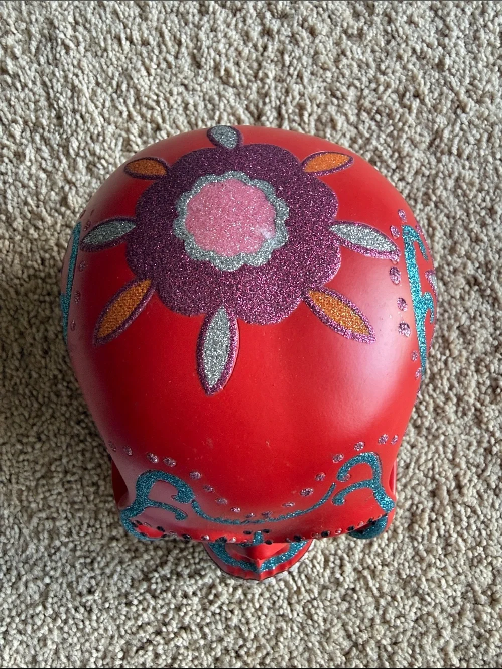 Christopher Radko Red Skull Day of the Dead with Glitter Paint Accents Halloween